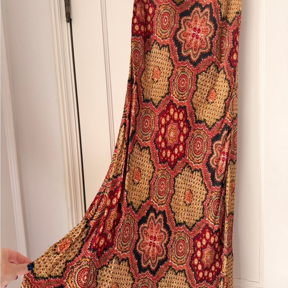 The Great. Bohemian Patterned satin Maxi Skirt